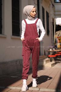 Modalamelif Çizgili Kargo Slopet Bordo