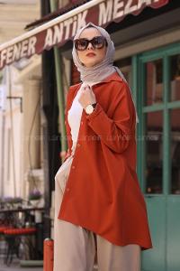 Modalamelif Kiremit İki Cep Gömlek