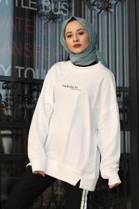 Modalamelif Beyaz Marigunta Baskılı Sweat