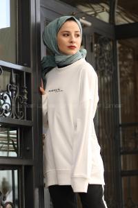 Modalamelif Beyaz Marigunta Baskılı Sweat