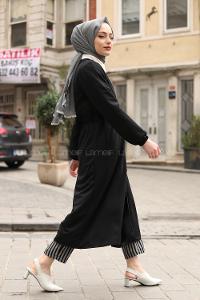 Modalamelif Yan Belden Bağlamalı Trenç Siyah