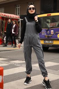 Modalamelif Çizgili Kargo Slopet Antrasit