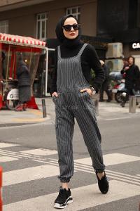 Modalamelif Çizgili Kargo Slopet Antrasit