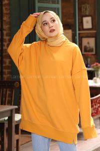 Modalamelif Düz Renkli Sweatshırt  Hardal Sarısı