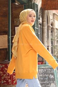 Modalamelif Düz Renkli Sweatshırt  Hardal Sarısı