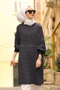 Modalamelif Siyah Ağırlıklı Balon Kol Sweat