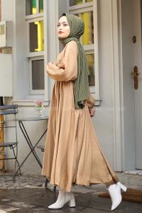Modalamelif Yüksek Kalite Mevlana Model Elbise Camel