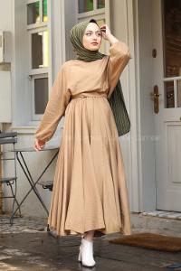 Modalamelif Yüksek Kalite Mevlana Model Elbise Camel