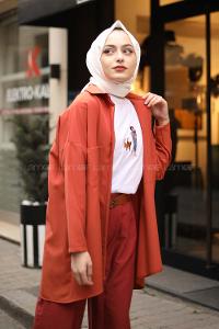 Modalamelif Koyu Kiremit İki Cep Gömlek