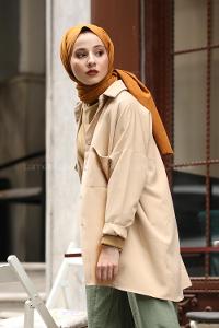 Modalamelif Krem İki Cep Gömlek