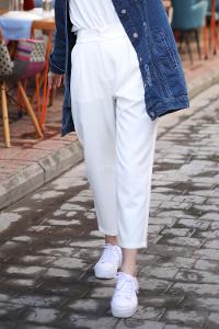 Modalamelif Beyaz Şık Havuç Pantolon