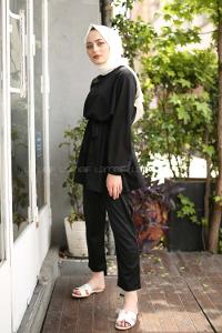 Modalamelif Kuşaklı Takım Siyah