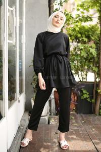 Modalamelif Kuşaklı Takım Siyah