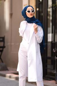 Modalamelif Beyaz Su Geçirmez Yazlık Trençkot