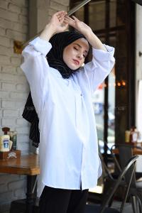 Modalamelif Pantone Yazılı Gömlek Beyaz