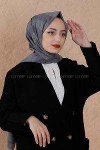 Quu Organik Cotton Şal Kalın Çizgili Füme