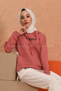 Modalamelif Wonderfull Kapşonlu Bayan Tunik Toz Pembe