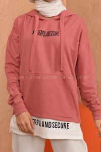 Modalamelif Wonderfull Kapşonlu Bayan Tunik Toz Pembe