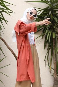 Modalamelif Somon Renk Salaş Kimono