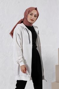 Modalamelif Kapüşonlu Hırka Beyaz