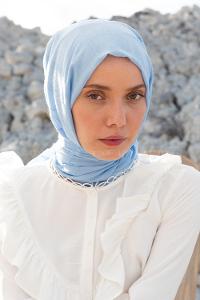 Quu Çizgi Dokuma Şal Bebe Mavisi