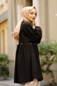 Modalamelif Balon Kol Valonlı Tunik Siyah