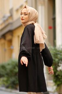Modalamelif Balon Kol Valonlı Tunik Siyah