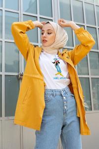Modalamelif  Msgd Baskılı Ceket Hardal Sarısı