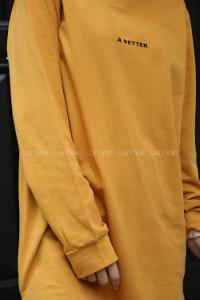 Modalamelif A Better Baskılı Yırtmaçlı Sweatshirt  Hardal Sarısı