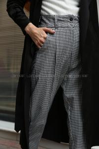 Modalamelif Dale Dublle Paça Ekose Pantolon Siyah Beyaz