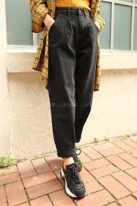 Lamelif Balon Model Bol Mom Jean Siyah