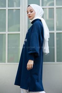 Modalamelif Balon Kol Love Tunik Lacivert