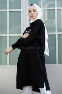 Modalamelif Balon Kol Love Tunik Siyah