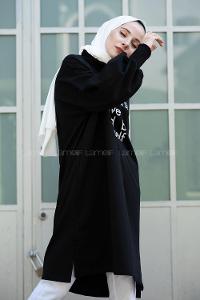 Modalamelif Balon Kol Love Tunik Siyah