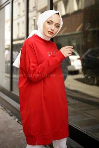 Modalamelif Üç Kadın Baskılı Sweat Kırmızı