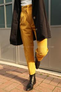 Modalamelif Kalın Fitilli Pantolon Hardal Sarısı