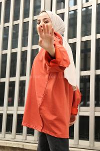 Modalamelif Motıvatıon Yazı Baskılı Kapşonlu Sweat Kiremit