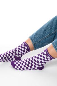 Modalamelif Dama Kareli Mor Çorap