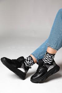 Modalamelif Dama Kareli Siyah Çorap