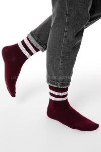 Modalamelif Old Scholl Şeritli Patlıcan Moru Çorap