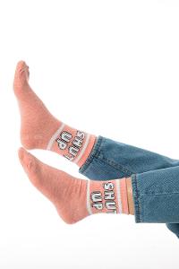 Modalamelif Pudra Shut Up Baskılı Soket Çorap