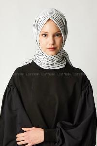 Modalamelif Beyaz Çizgili Pamuk Şal