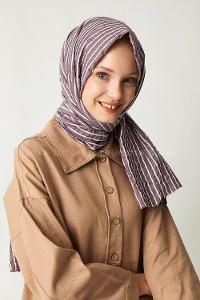 Modalamelif Eflatun Çizgili Pamuk Şal