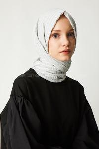 Modalamelif Gri Çizgili Pamuk Şal