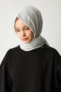 Modalamelif Gri Çizgili Pamuk Şal