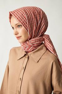 Modalamelif Kiremit Çizgili Pamuk Şal
