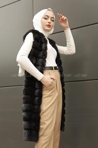 Modalamelif Kürklü Yelek Gri Siyah