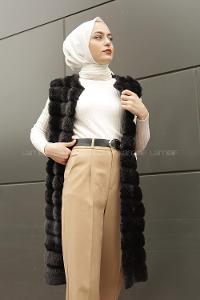 Modalamelif Kürklü Yelek Gri Siyah