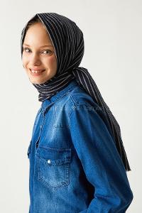 Modalamelif Lacivert Çizgili Pamuk Şal