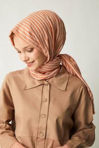 Modalamelif Oranj Çizgili Pamuk Şal